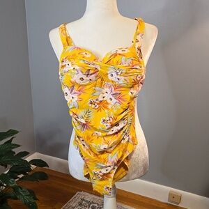 Niptuck Swim Yellow Floral One Piece Multi Fit Cup Swimsuit Size 6